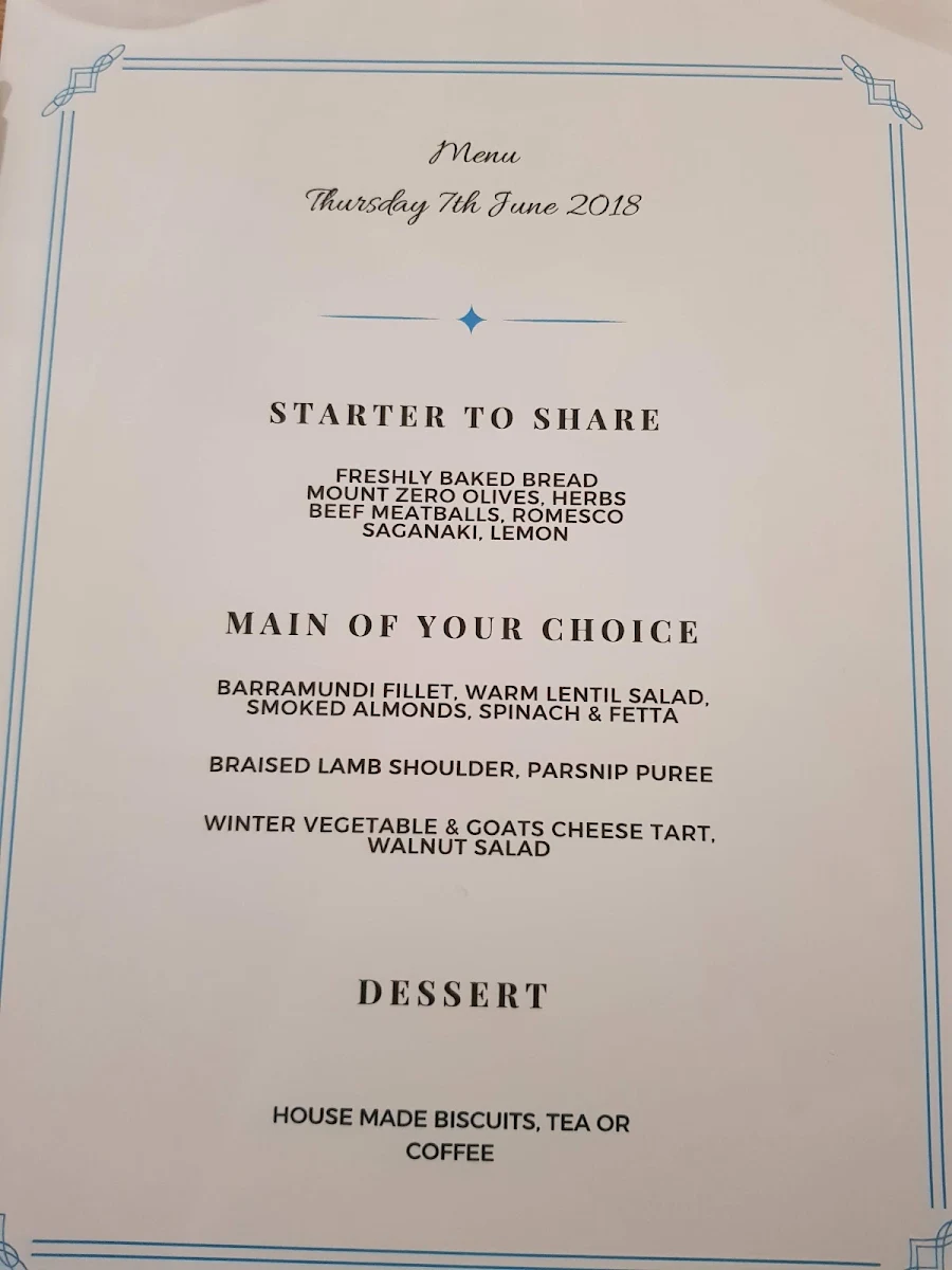 Menu, South Beach