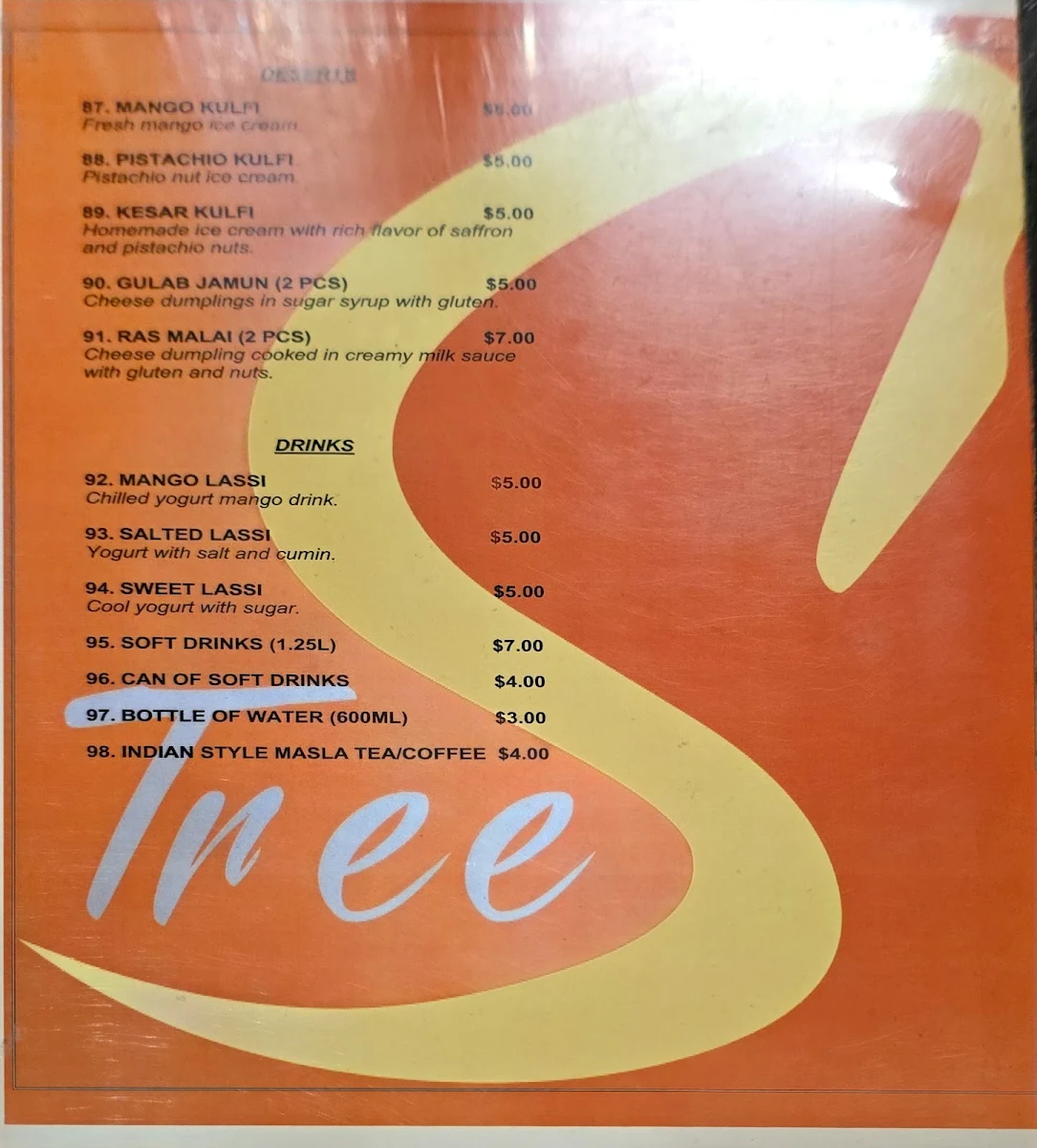 Menu, Saffron Tree Wentworthville
