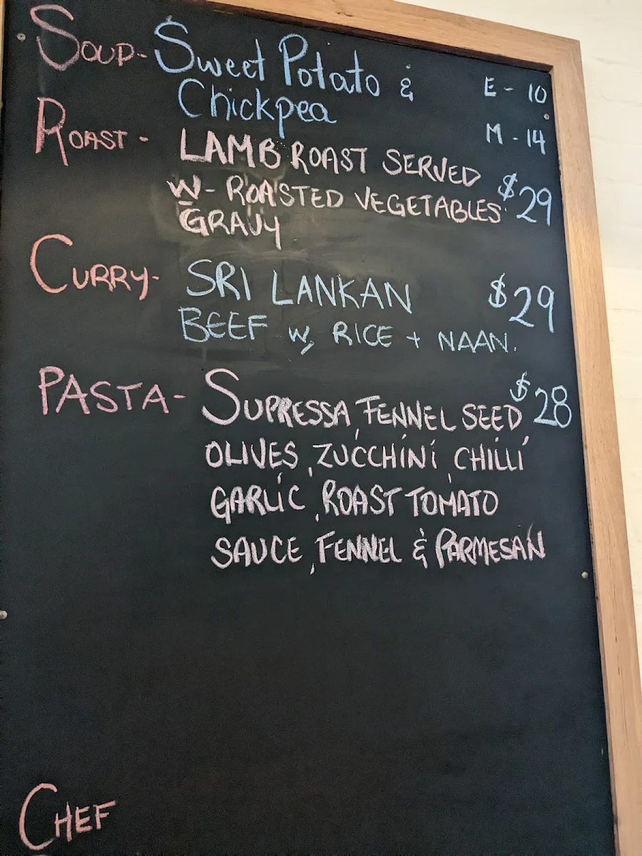 Menu, Warradale Hotel