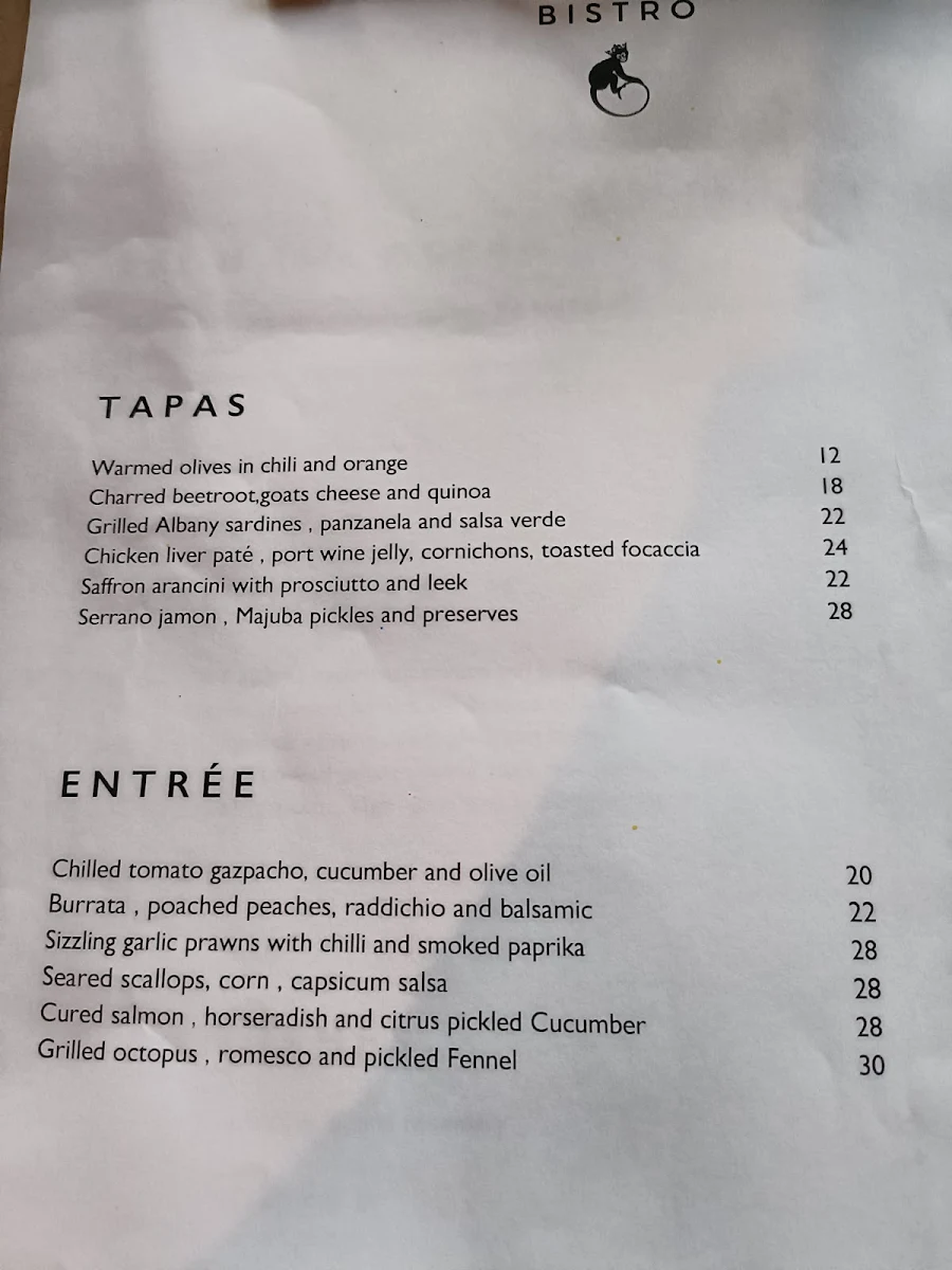 Menu, Majuba Bistro