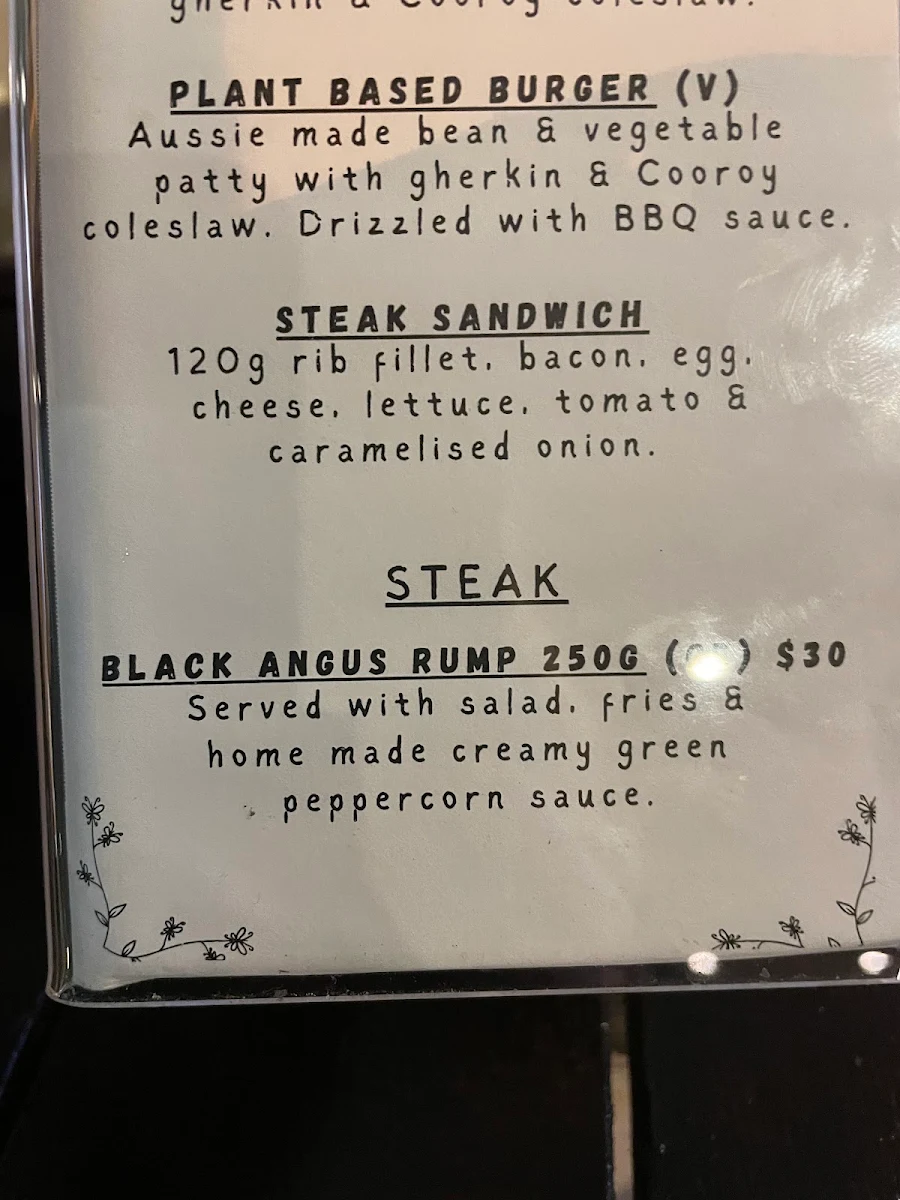 Menu, Cooroy Hotel