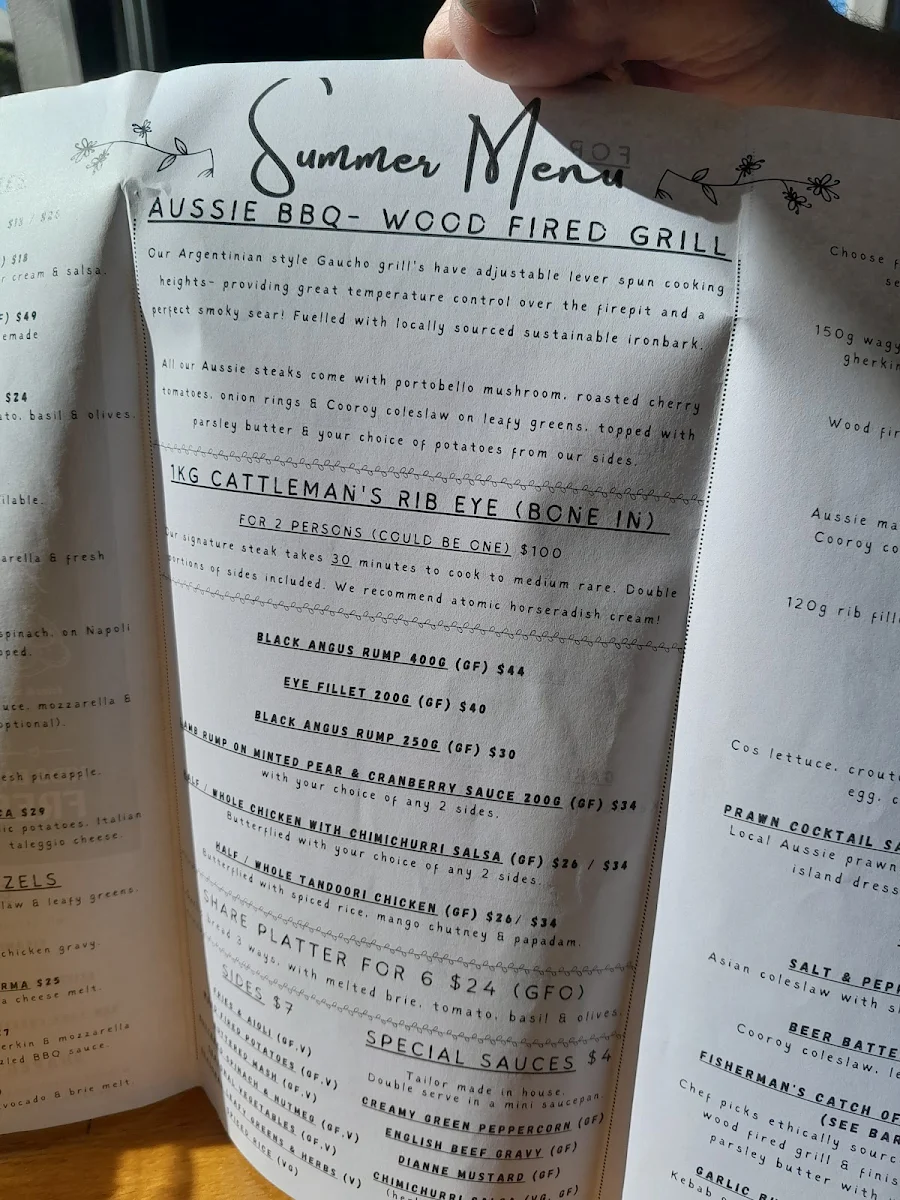 Menu, Cooroy Hotel
