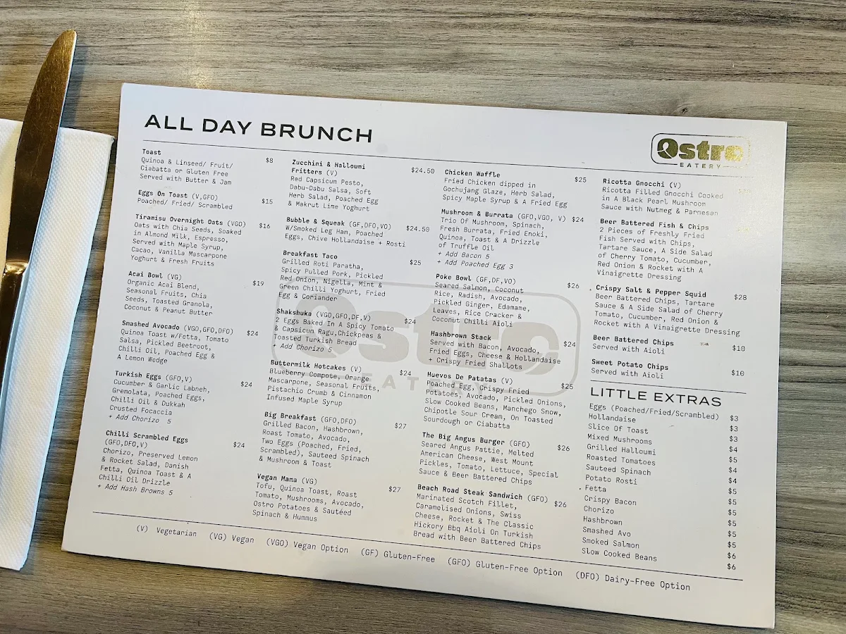 Menu, OSTRO Eatery