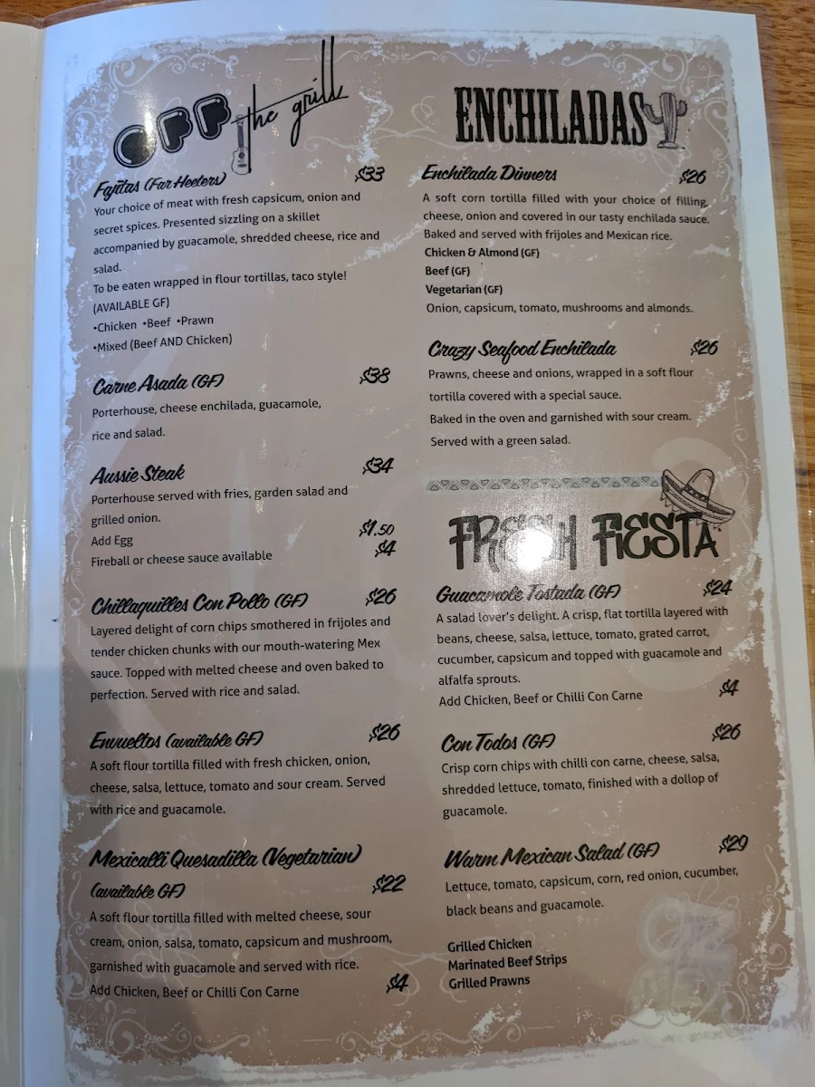 Menu, Oz Mex
