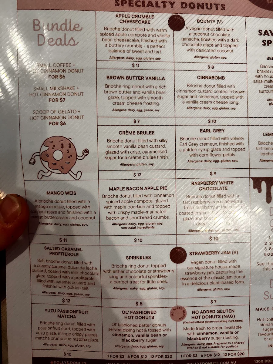 Menu, Dolly's Donuts