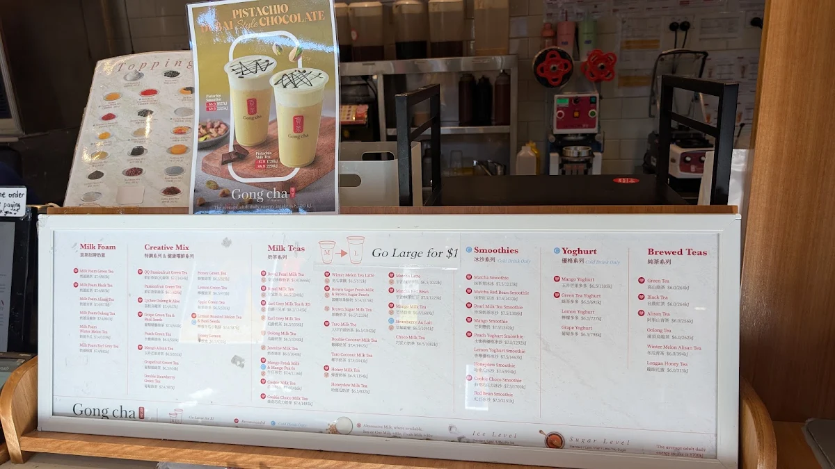 Menu, Gong cha Barkly Square