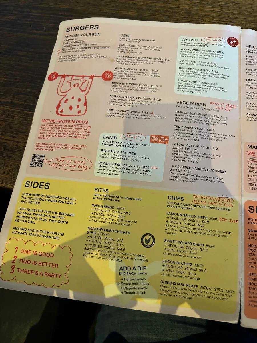Menu, Grill'd Burgers - Rockingham