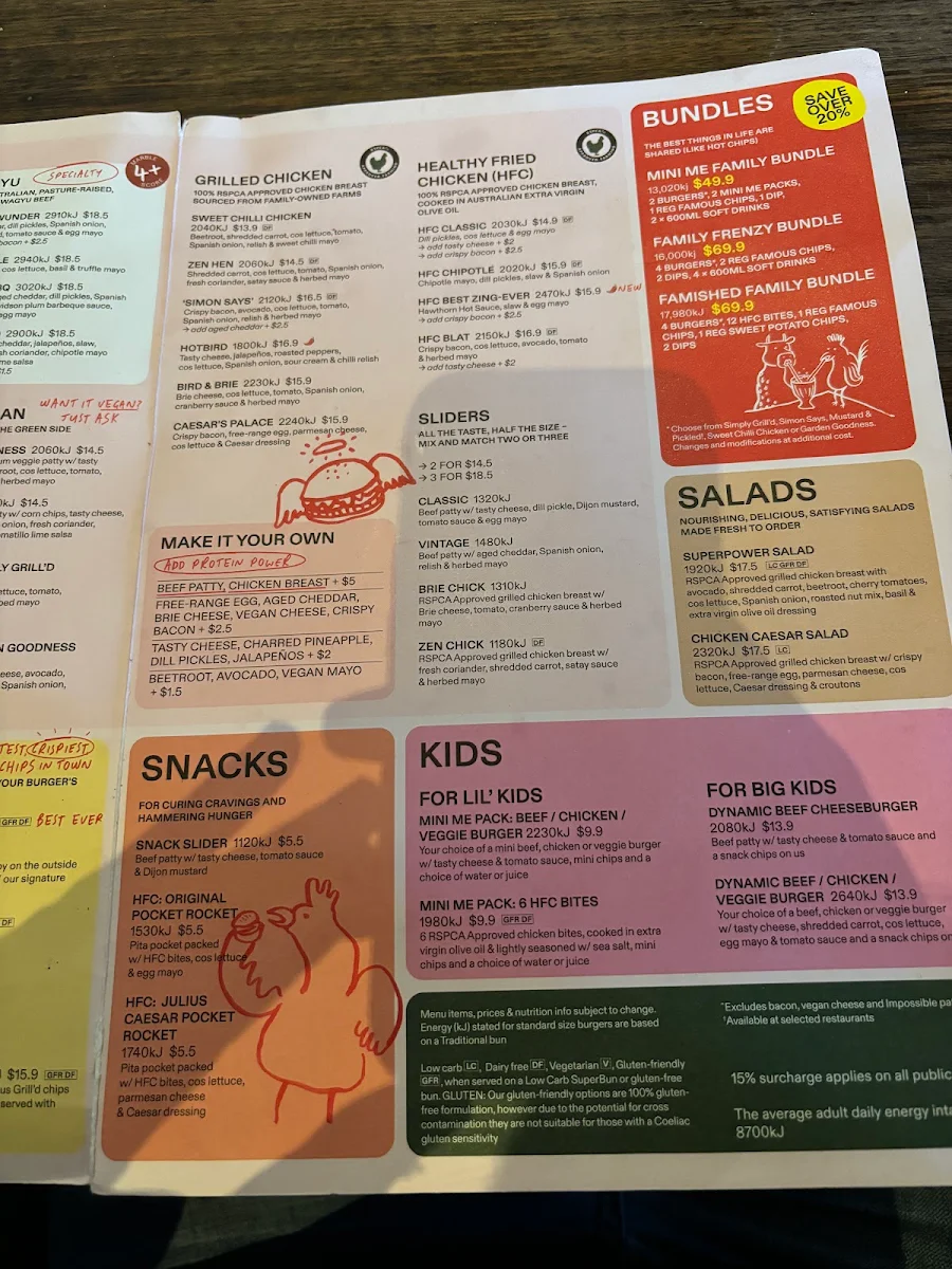 Menu, Grill'd Burgers - Rockingham