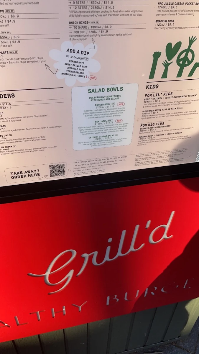 Menu, Grill'd Burgers - Rockingham