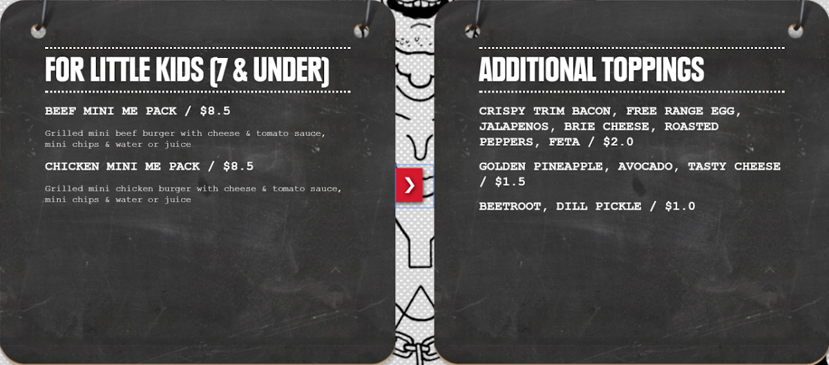 Menu, Grill'd Burgers - Rockingham