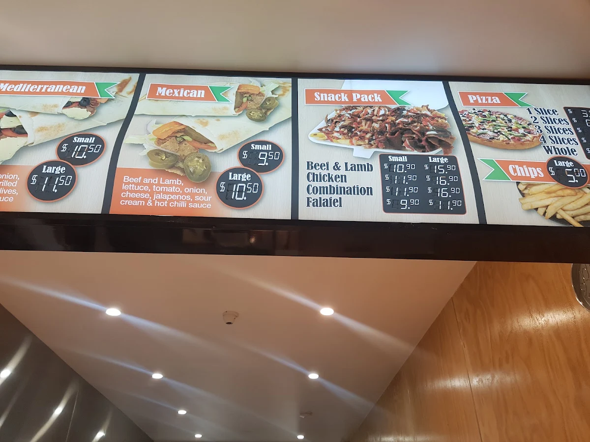Menu, Valley Kebab Shop