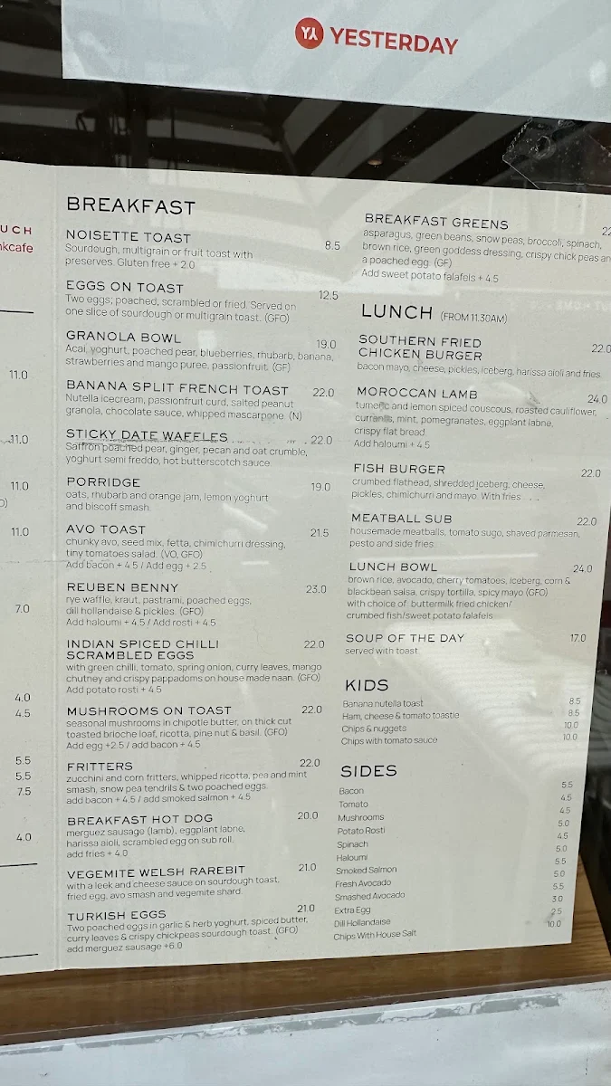 Menu, Miss Frank