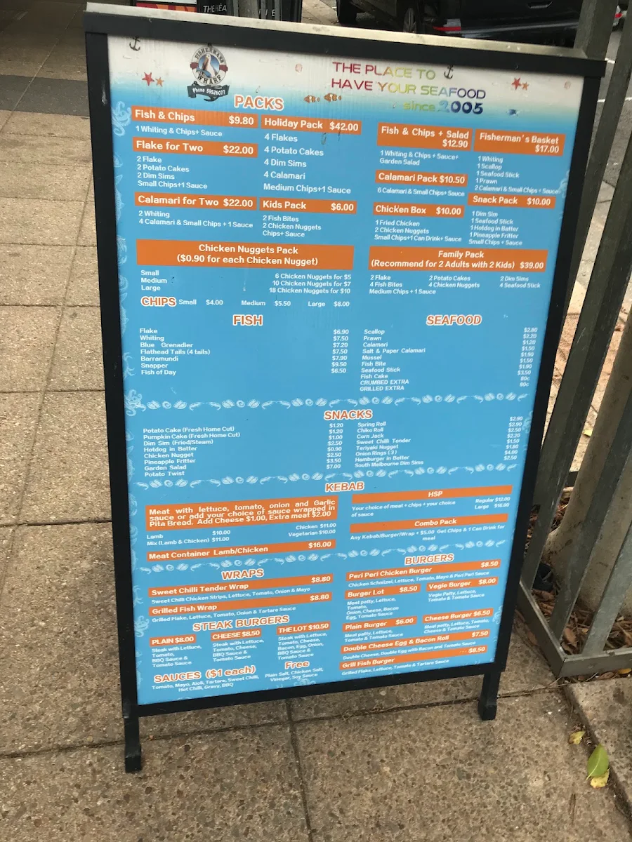Menu, Fisherman's Wharf