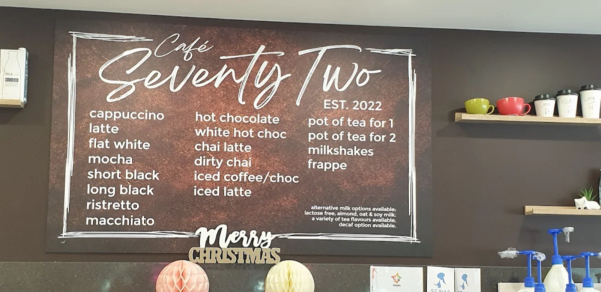 Menu, Cafe Seventy Two