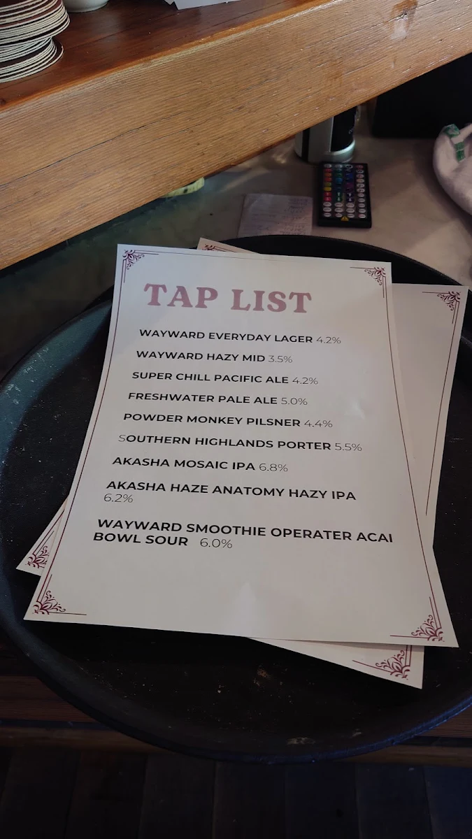 Menu, The Barrel Room
