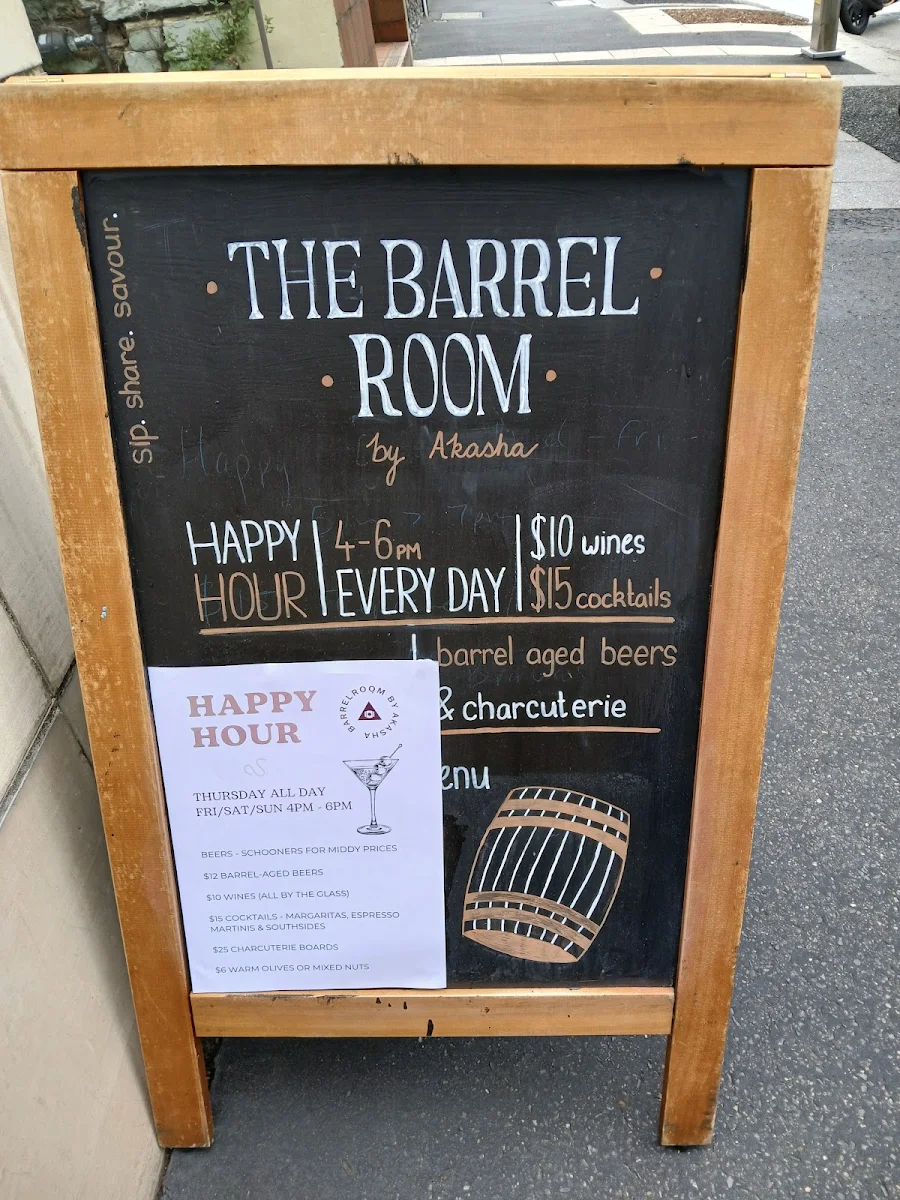 Menu, The Barrel Room