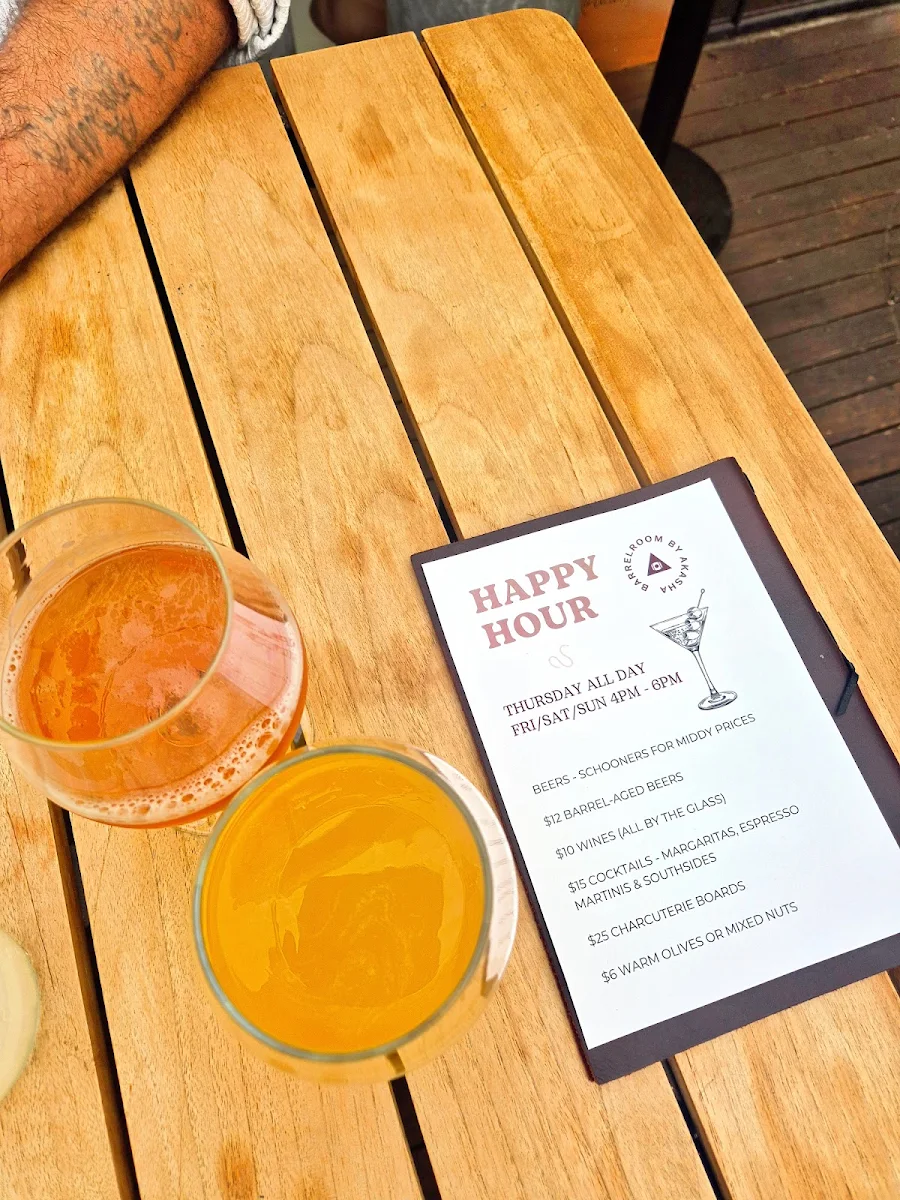 Menu, The Barrel Room