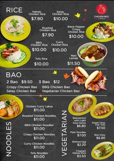 Menu, Chicken Rice Corner (Allendale Square)