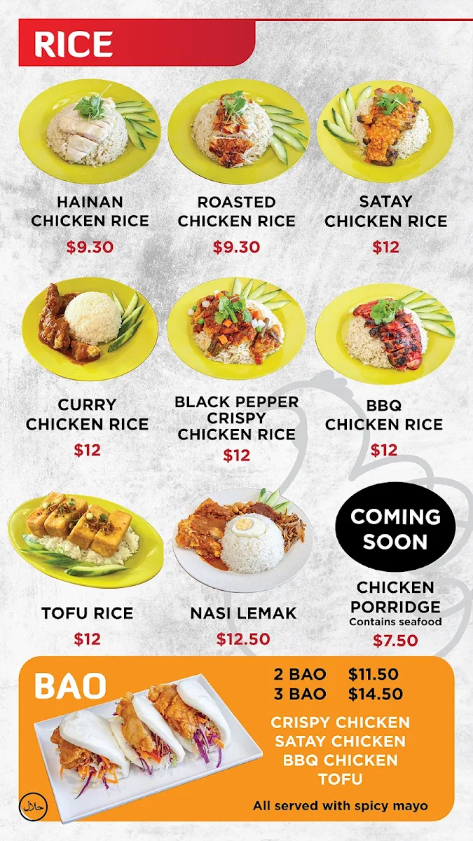 Menu, Chicken Rice Corner (Allendale Square)