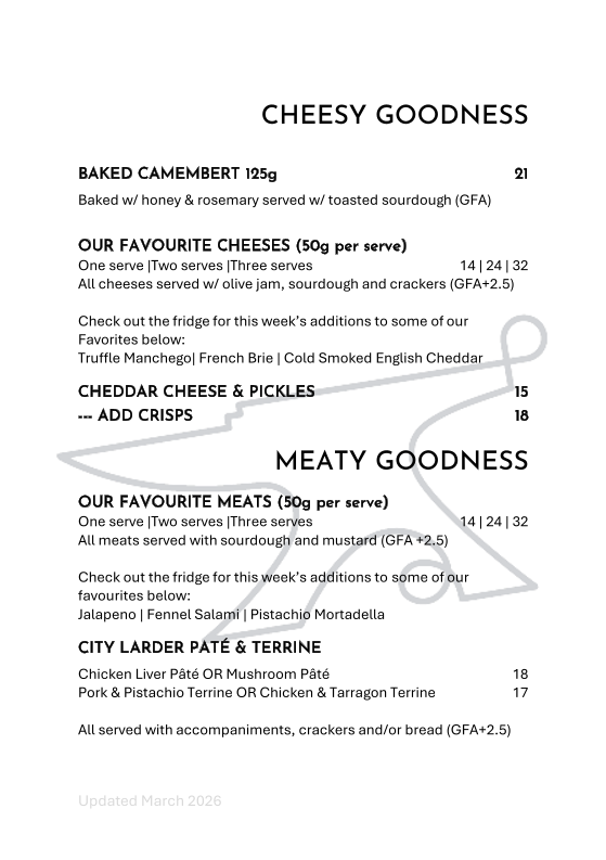 Menu, Hudsons Road Wine & Beer