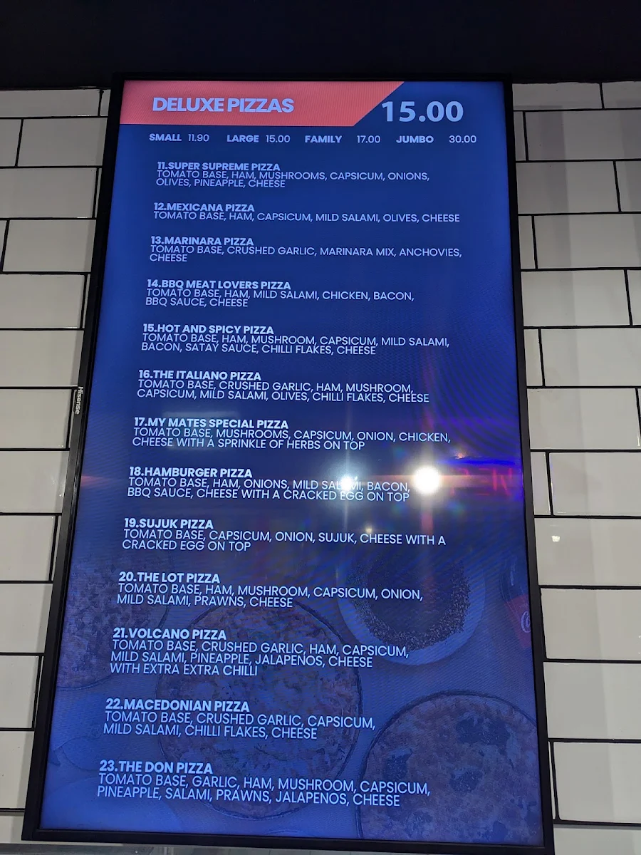 Menu, My Mates Pizza Kealba حلال