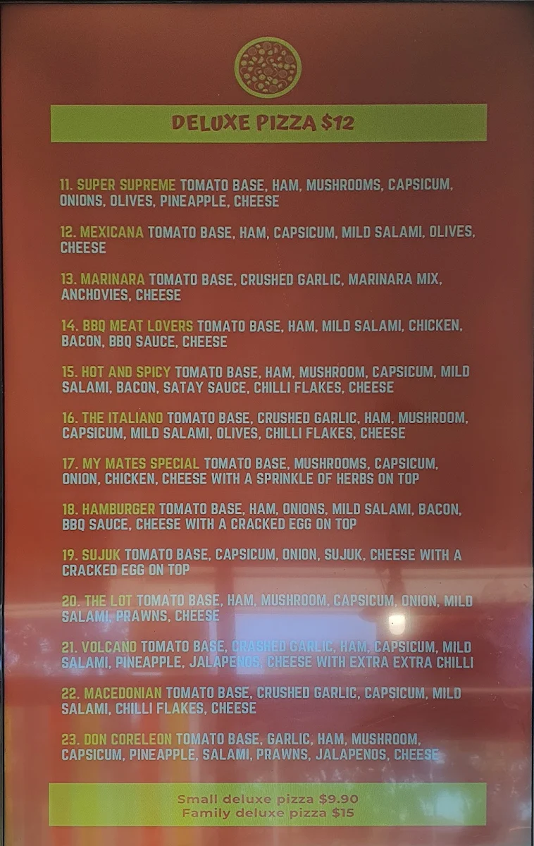 Menu, My Mates Pizza Kealba حلال