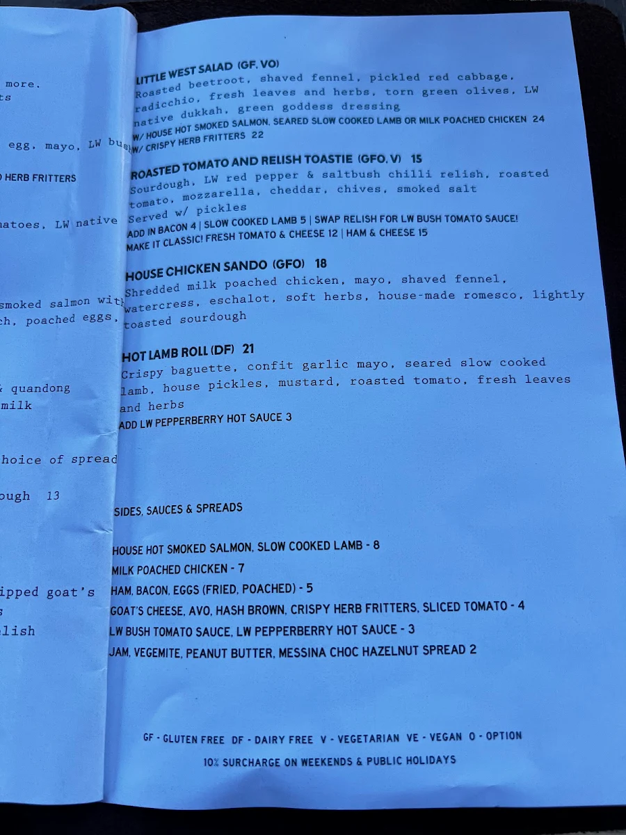 Menu, Little West