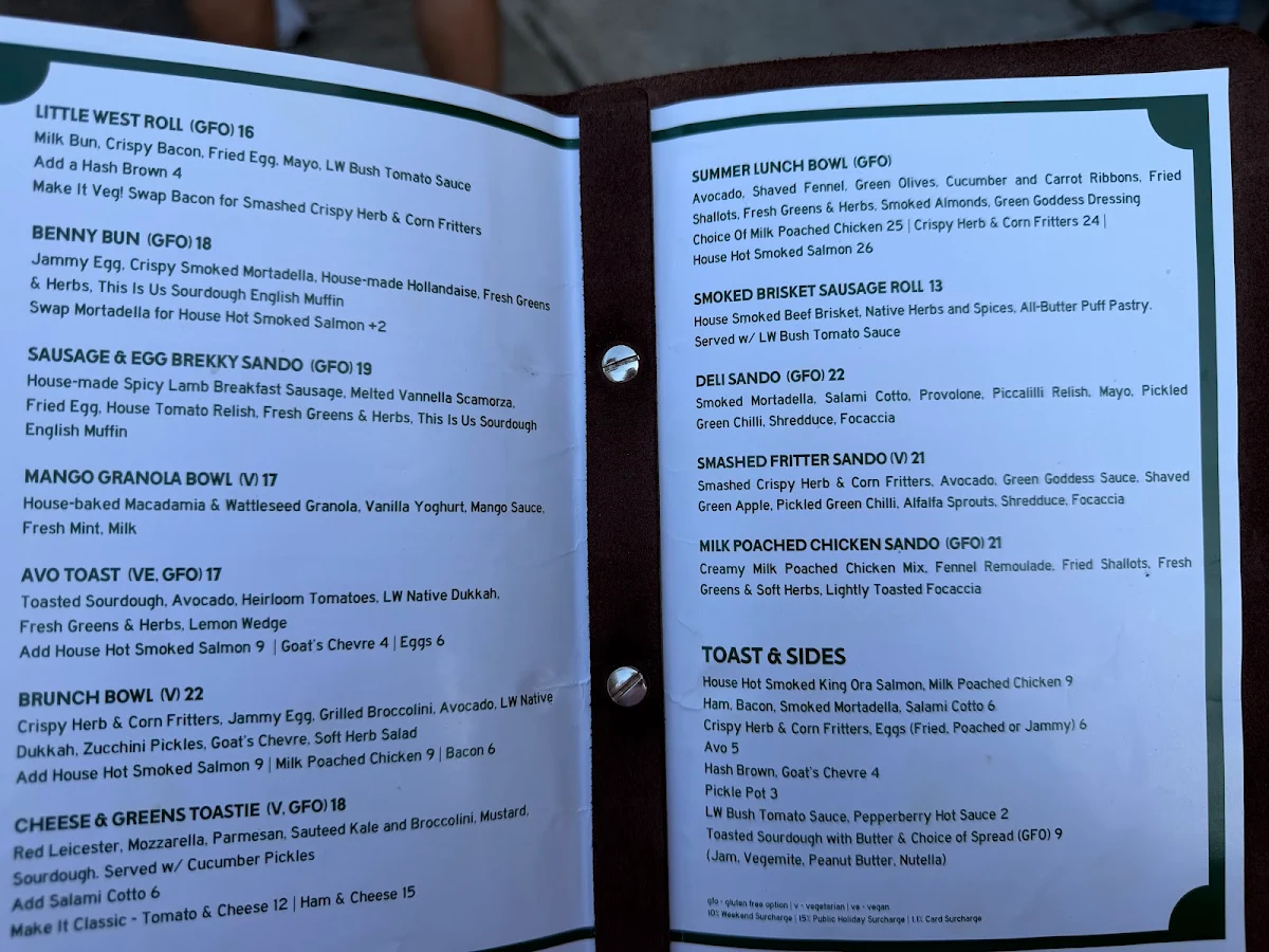 Menu, Little West