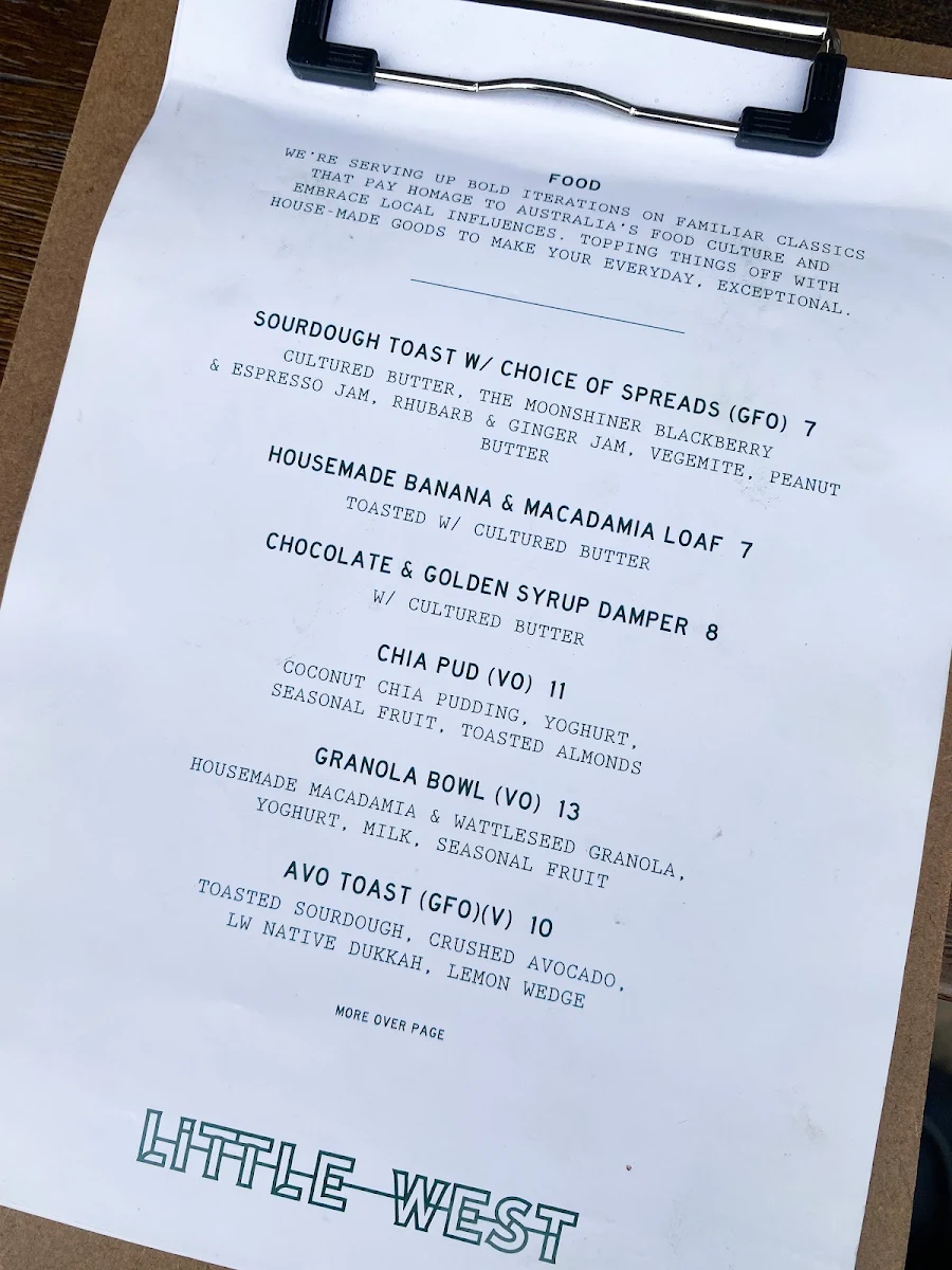 Menu, Little West