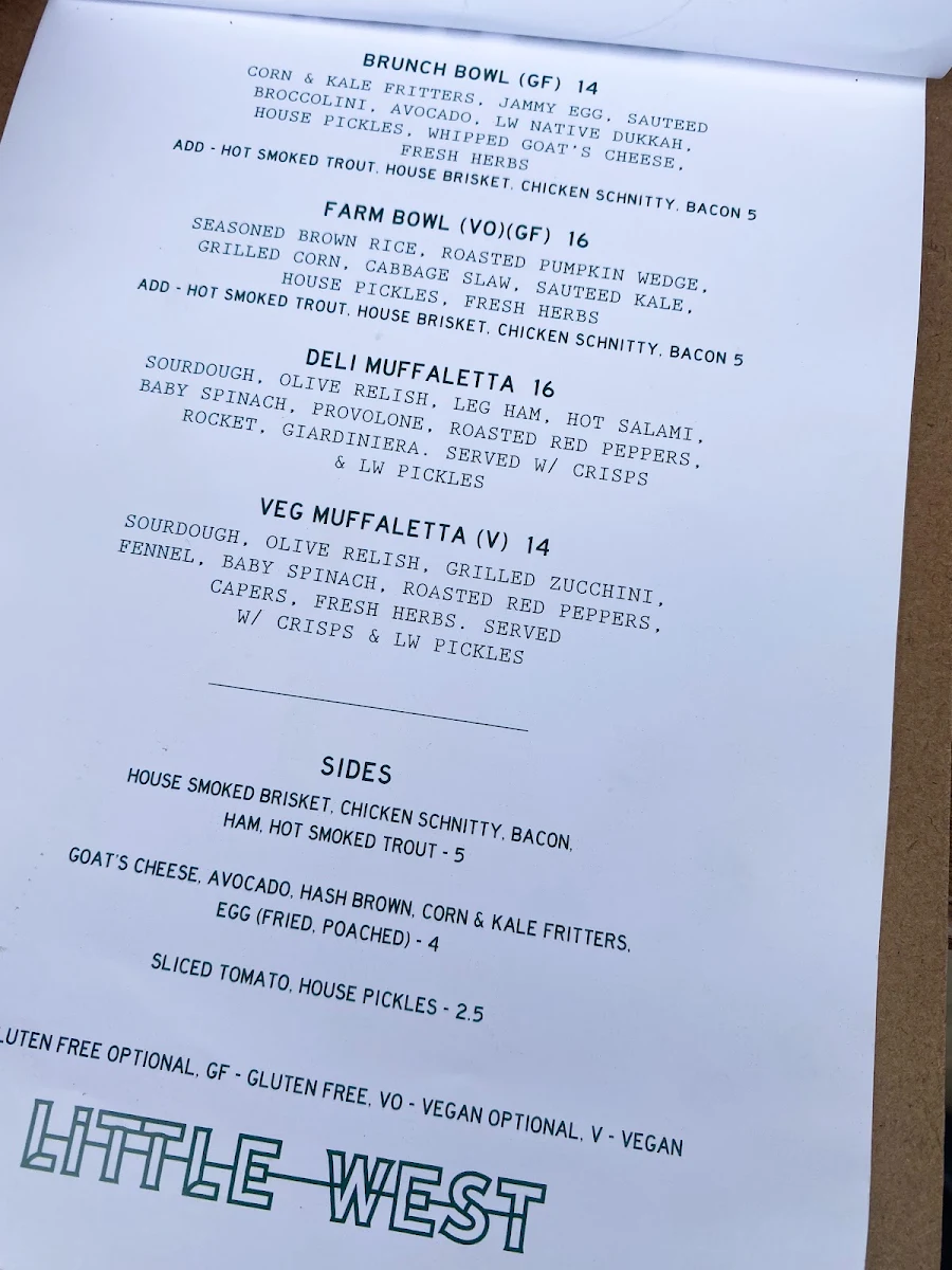 Menu, Little West