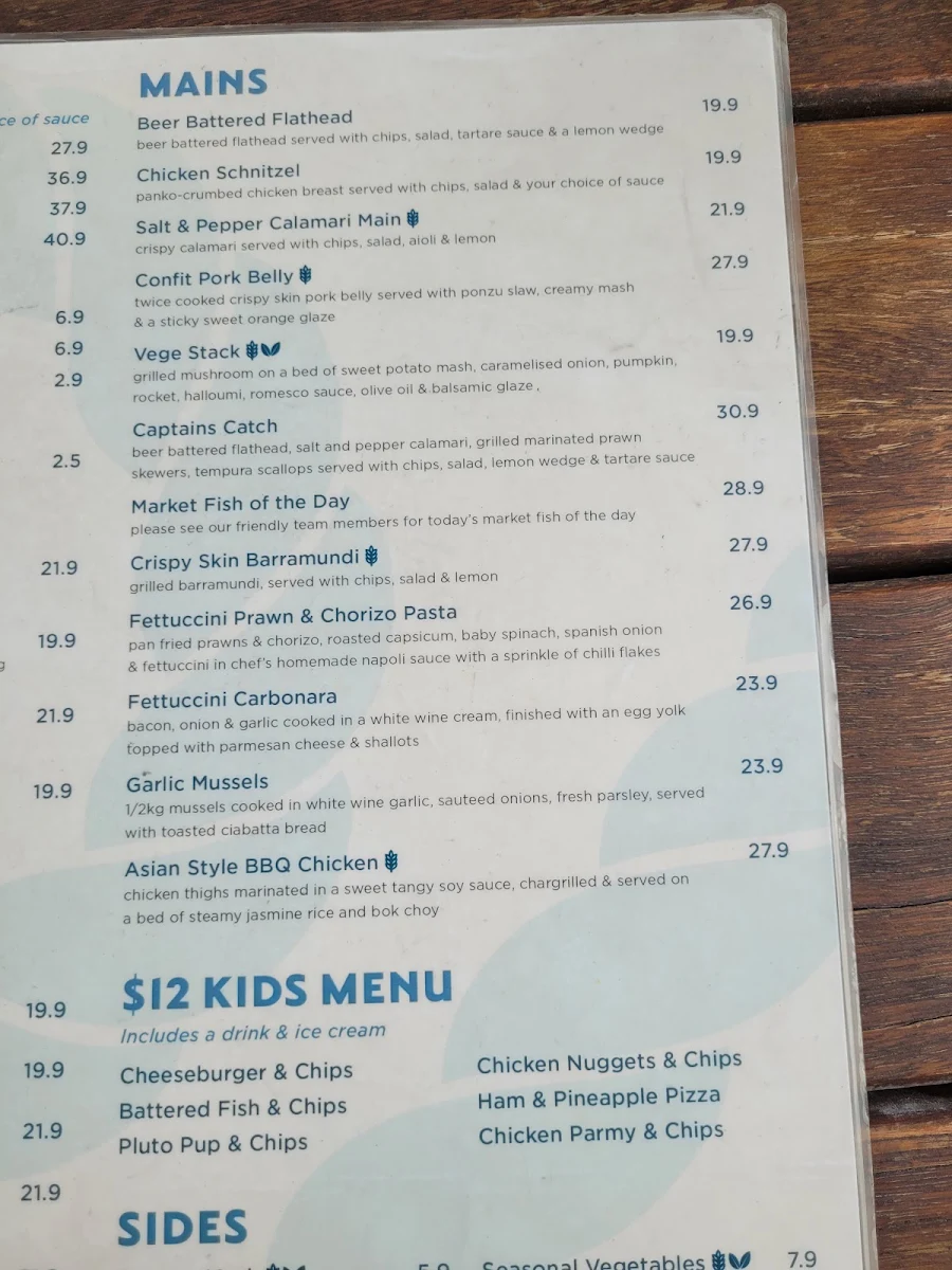 Menu, The Boathouse Tavern