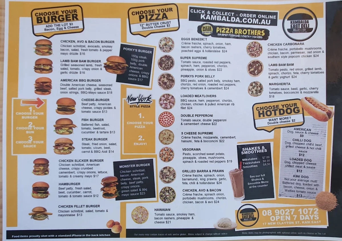 Menu, Kambalda East Deli