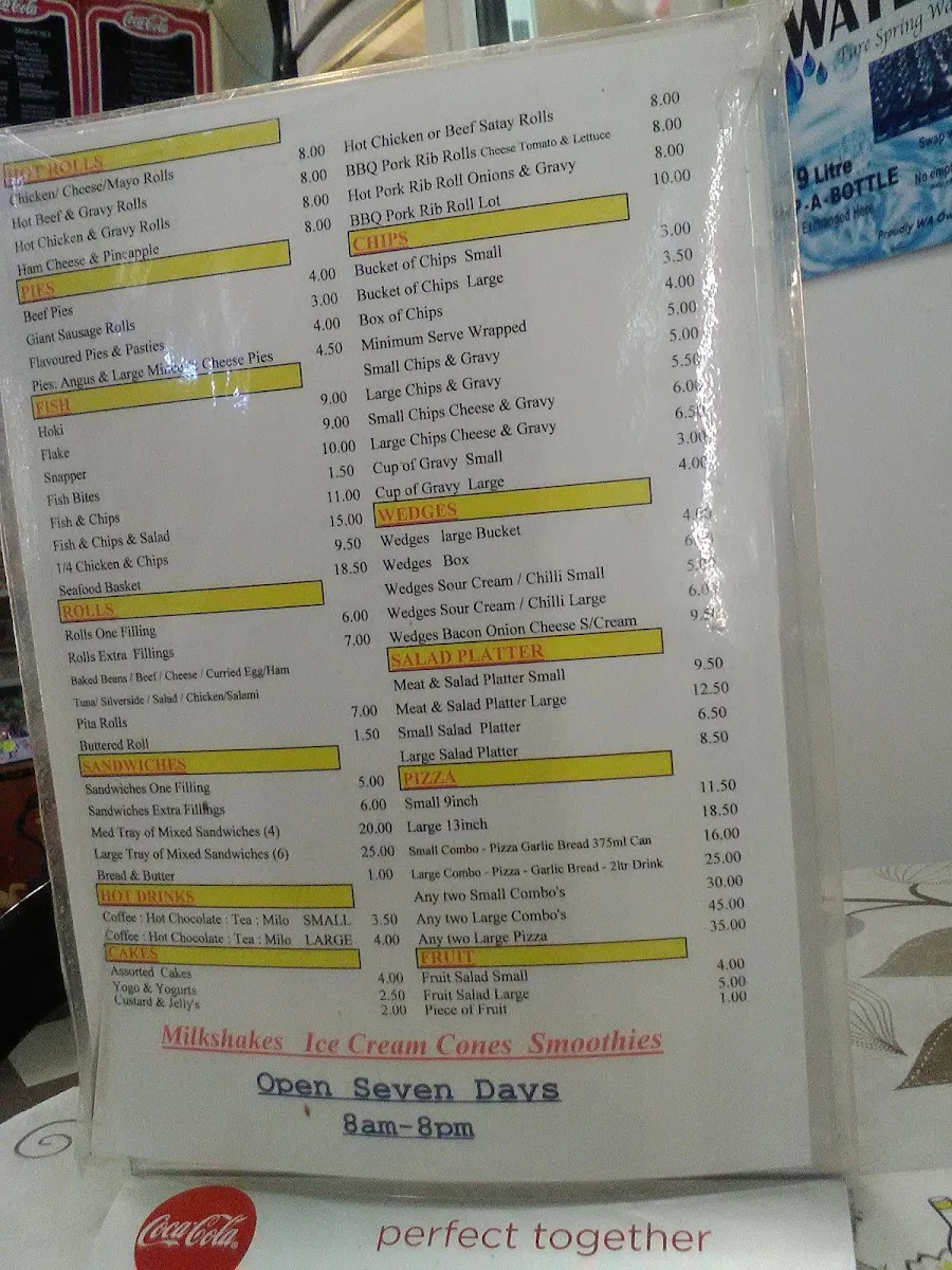 Menu, Kambalda East Deli