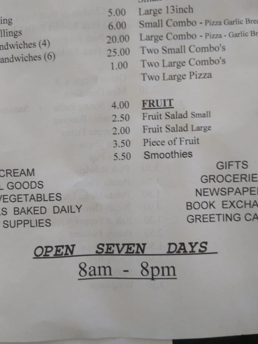 Menu, Kambalda East Deli