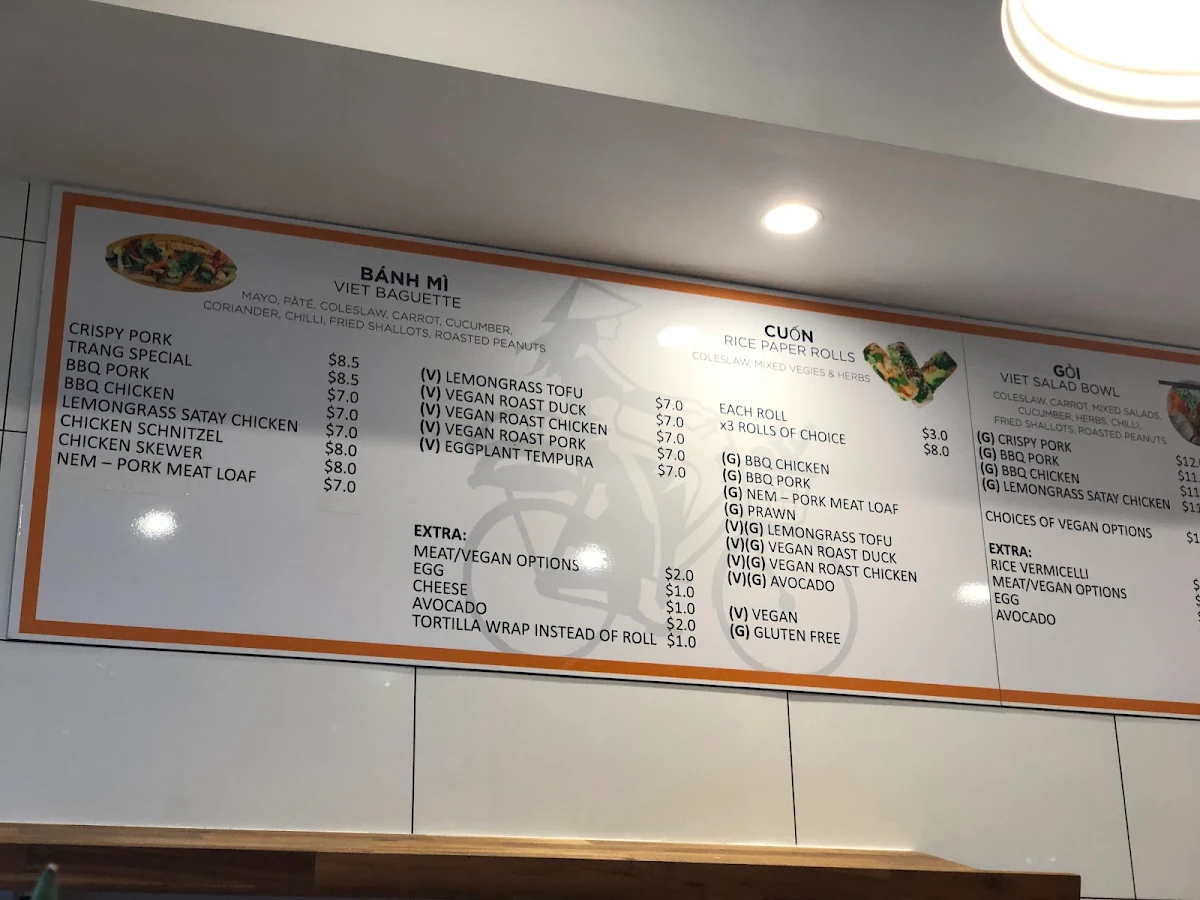 Menu, Trang Bakery & Cafe