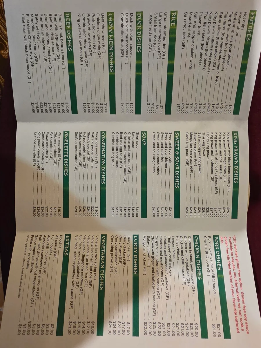 Menu, The Pineapple Patch Family Restaurant