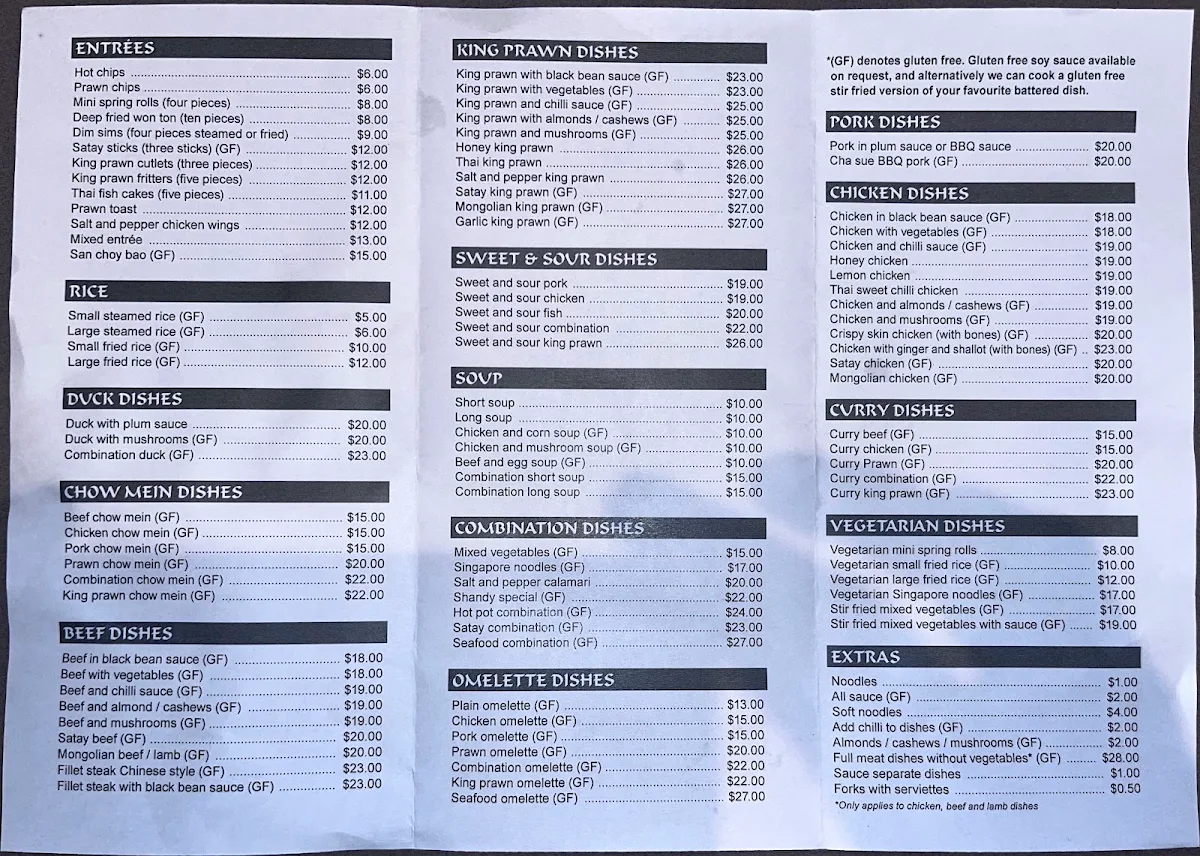 Menu, The Pineapple Patch Family Restaurant