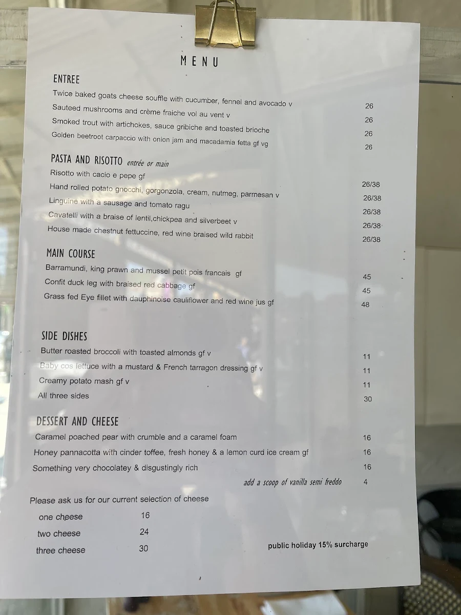 Menu, Ford Street Enoteca (formerly Ox and Hound Bistro)