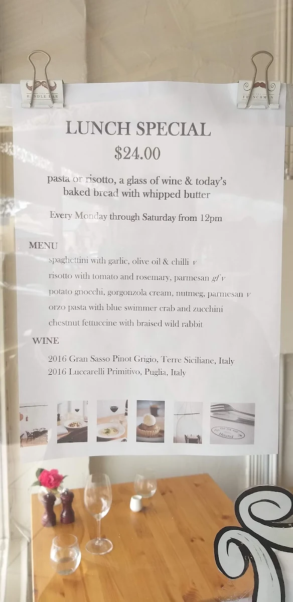 Menu, Ford Street Enoteca (formerly Ox and Hound Bistro)