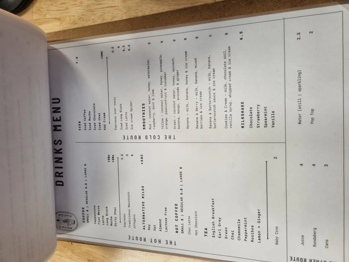 Menu, Paper Route Coffee