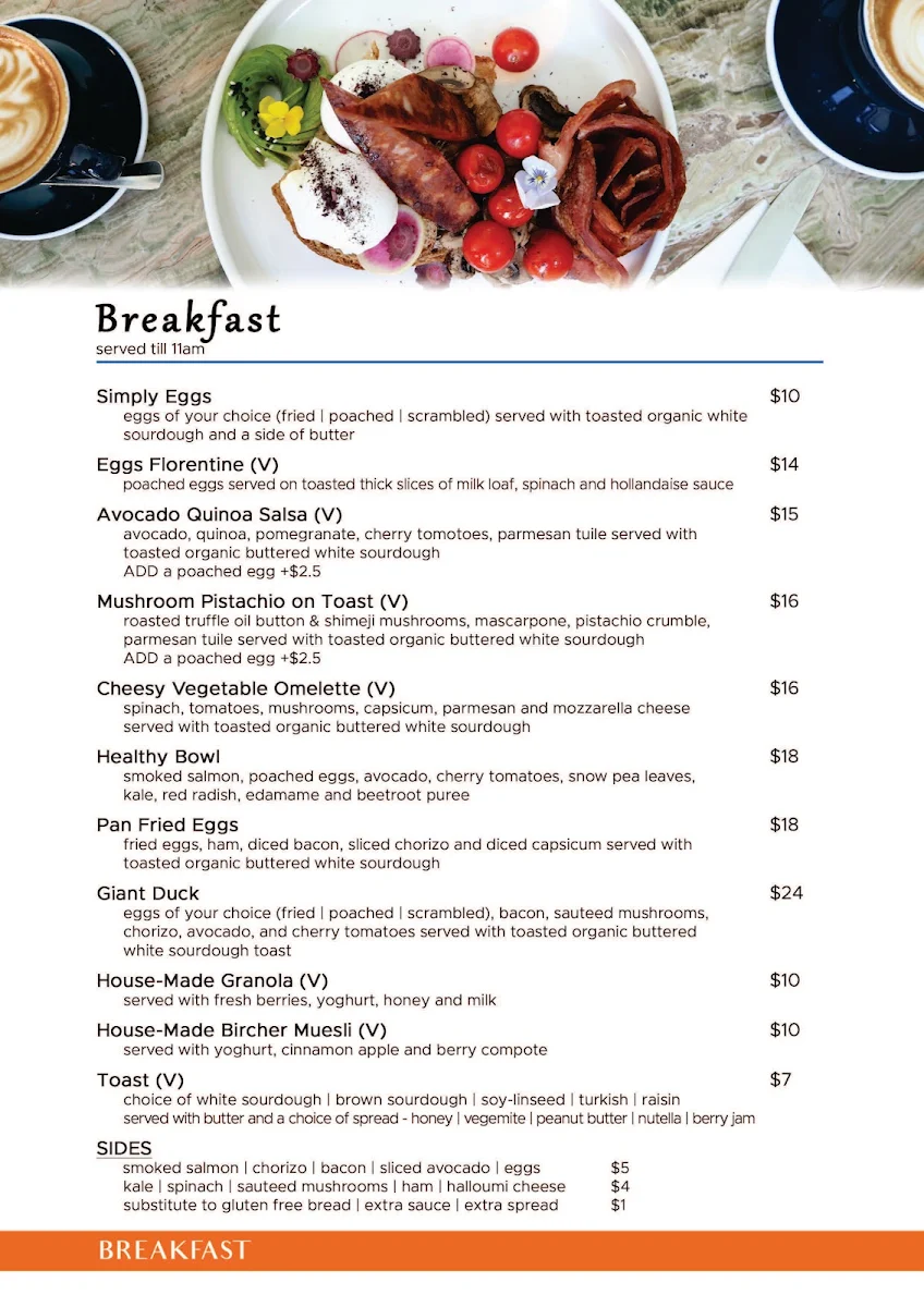 Menu, The Naked Duck Martin Place