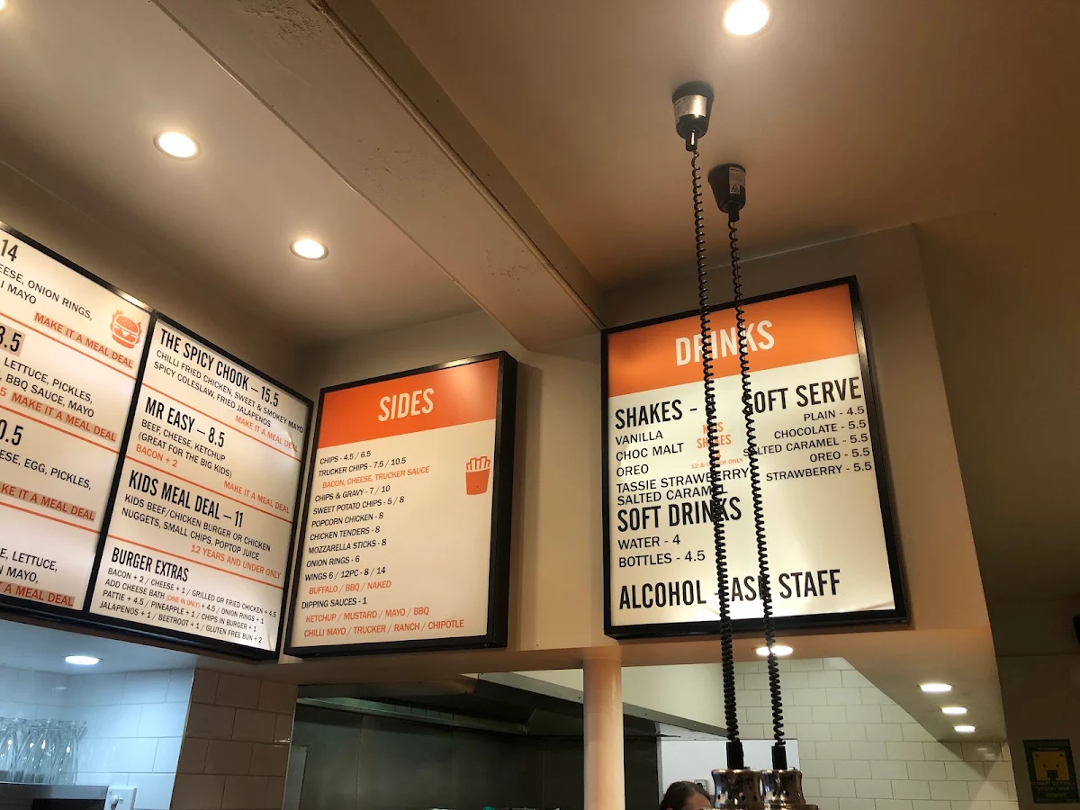 Menu, Mr Burger - Hobart