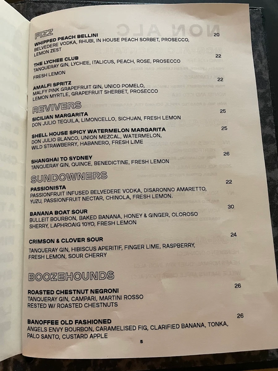 Menu, Shell House