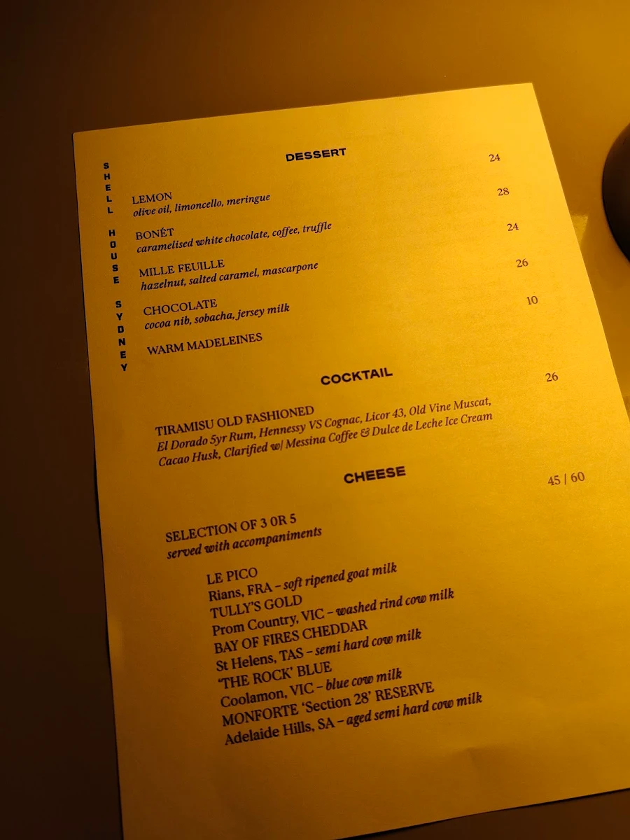 Menu, Shell House