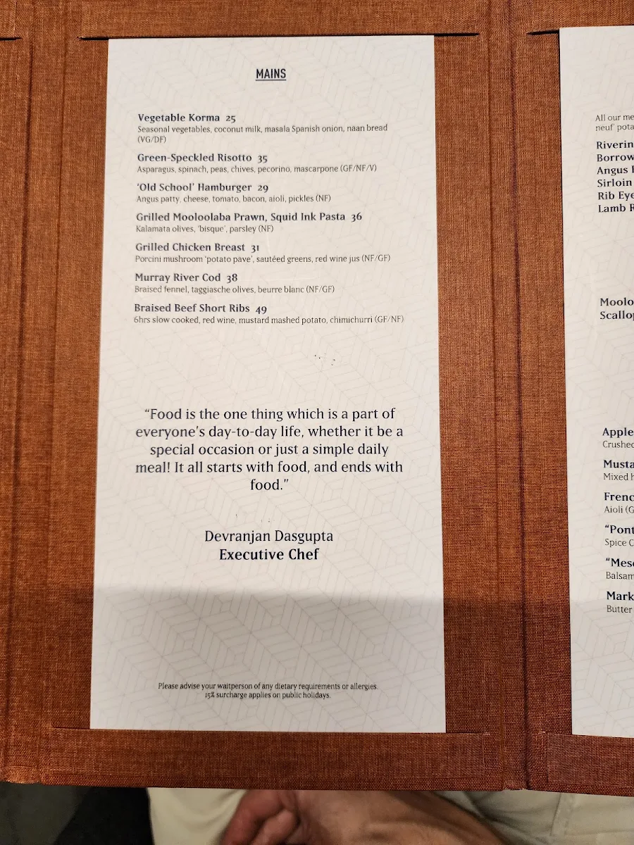Menu, Spice Central Kitchen & Bar