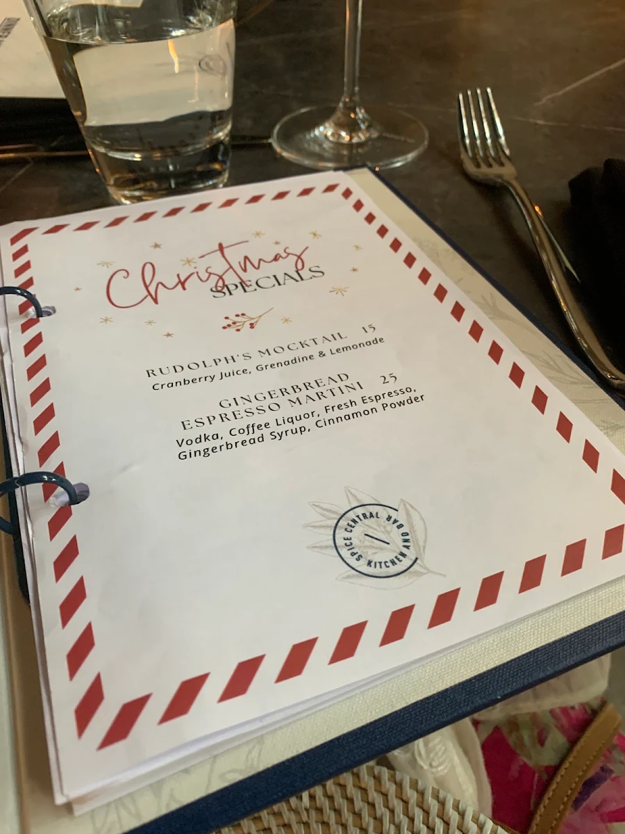 Menu, Spice Central Kitchen & Bar