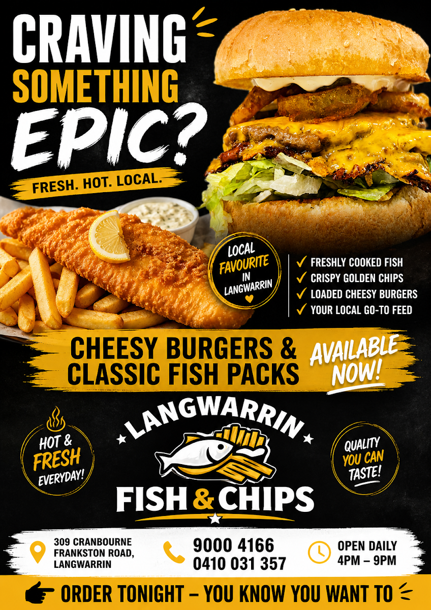 Menu, Langwarrin Fish & Chips