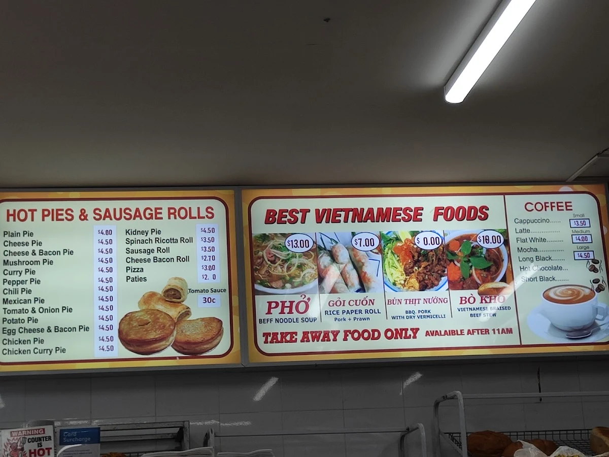 Menu, Glenfield Bakery
