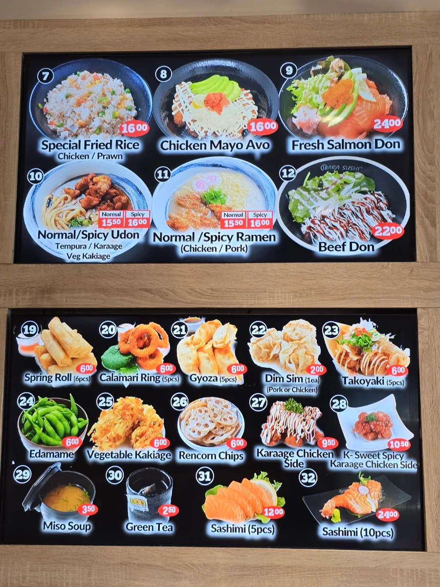 Menu, Wara Sushi - Bannockburn