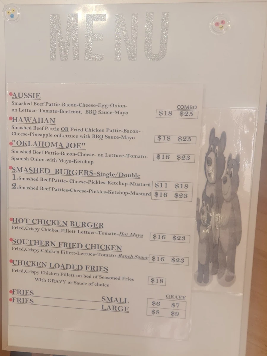 Menu, 3 Bears BBQ